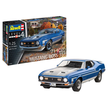 KIT PARA MONTAR REVELL FORD MUSTANG BOSS 351 1971 1/25 129 PEÇAS REV 07699